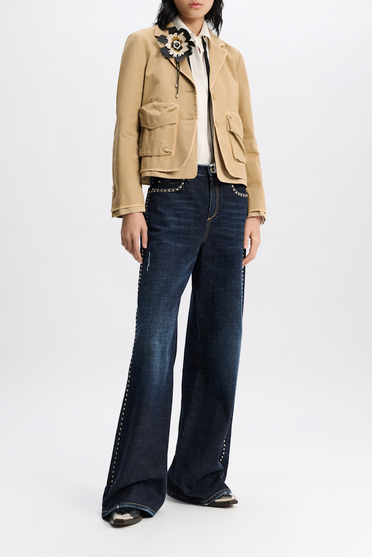 Dorothee Schumacher Cropped cotton blazer with painted edges medium beige