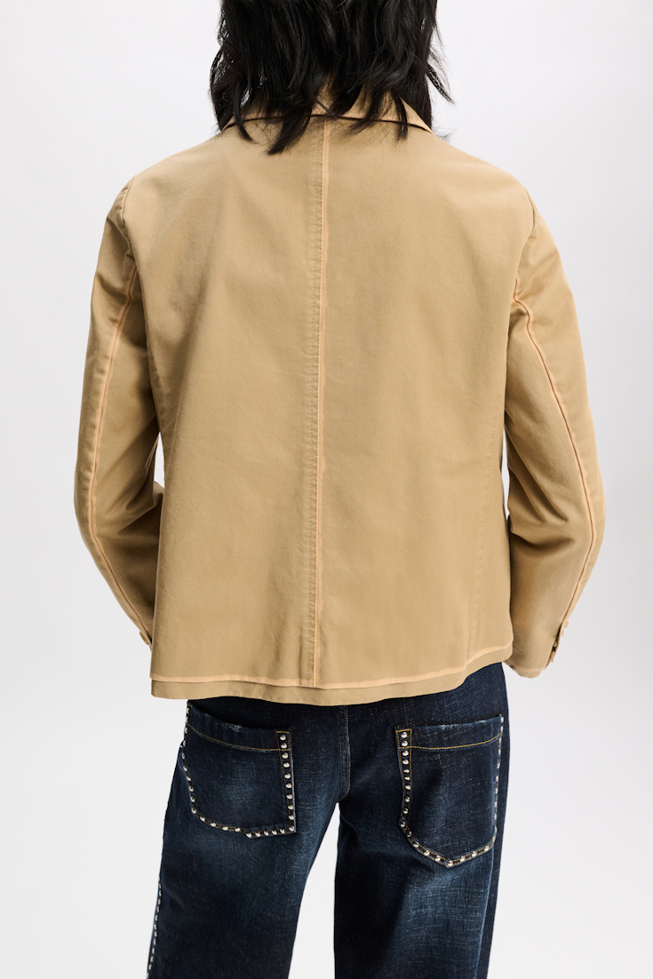 Dorothee Schumacher Cropped cotton blazer with painted edges medium beige