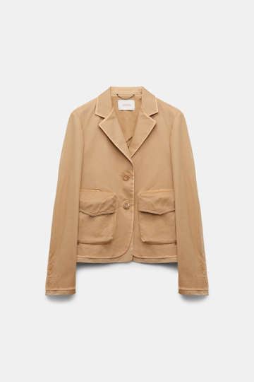 Dorothee Schumacher Cropped cotton blazer with painted edges medium beige
