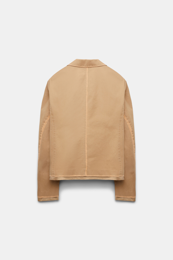 Dorothee Schumacher Cropped cotton blazer with painted edges medium beige
