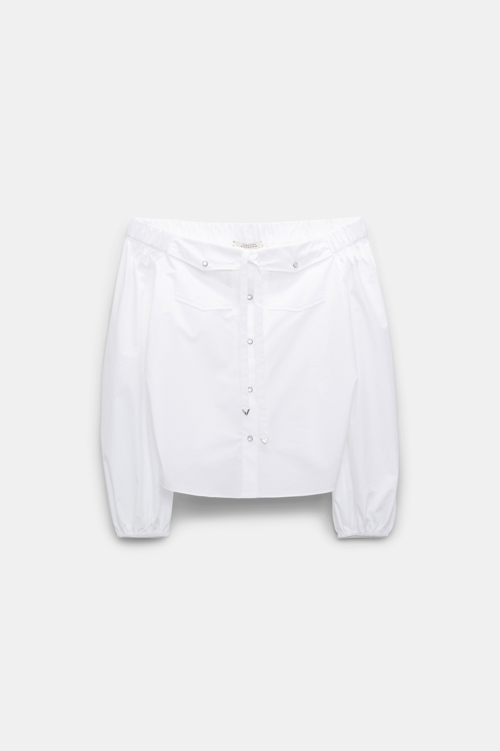 Dorothee Schumacher Off-the-shoulder cotton-poplin shirt with Western-inspired detailing pure white