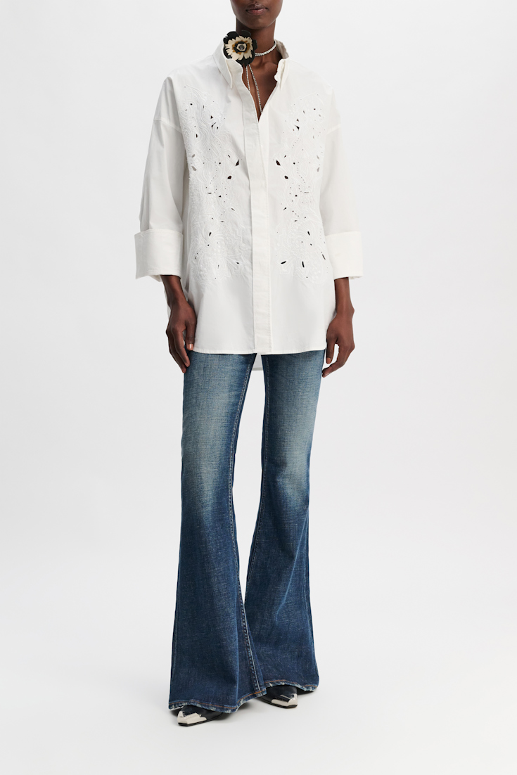 Dorothee Schumacher Oversized cotton-poplin shirt with broderie anglaise pure white