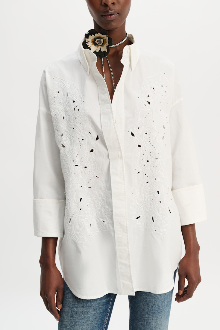 Dorothee Schumacher Oversized Hemd mit Broderie Anglaise pure white