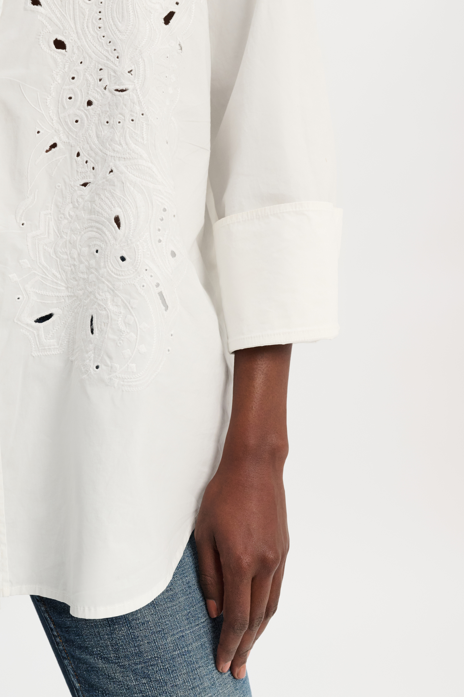 Dorothee Schumacher Oversized cotton-poplin shirt with broderie anglaise pure white