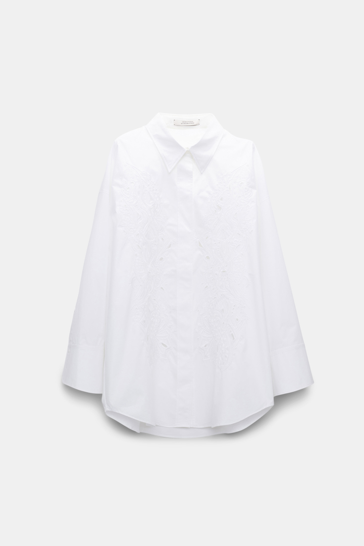 Dorothee Schumacher Oversized Hemd mit Broderie Anglaise pure white