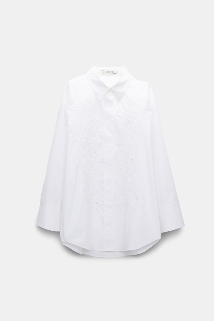 Dorothee Schumacher Oversized cotton-poplin shirt with broderie anglaise pure white