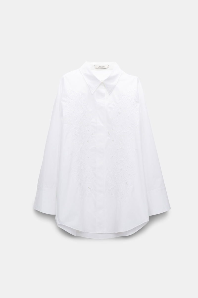 Shop Dorothee Schumacher Oversized Cotton-poplin Shirt With Broderie Anglaise In White