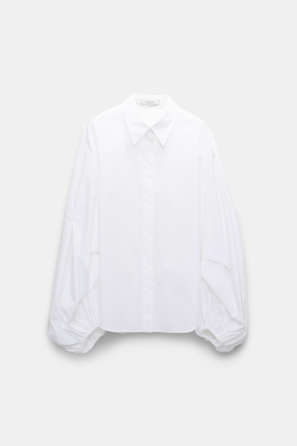 POPLIN POWER blouse Dorothee Schumacher Cotton-poplin shirt with voluminous sleeves pure white
