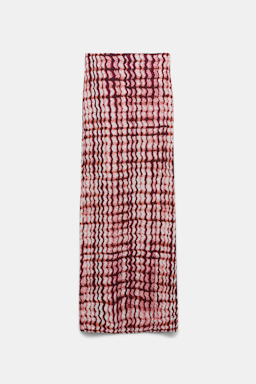 Dorothee Schumacher Silk-viscose plaid pencil skirt with allover smocking pink check mix