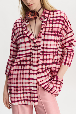 Dorothee Schumacher Oversized Hemd mit Allover-Karo Print pink check mix