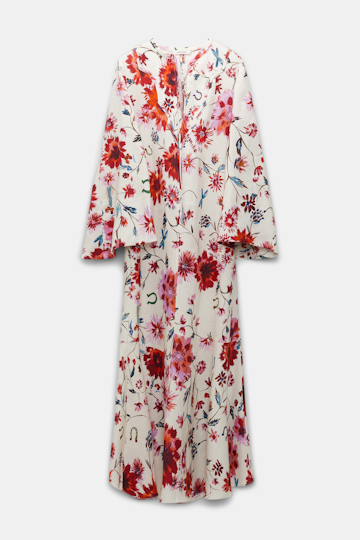 Dorothee Schumacher Printed linen midi-dress with Western-inspired front plastron floral mix