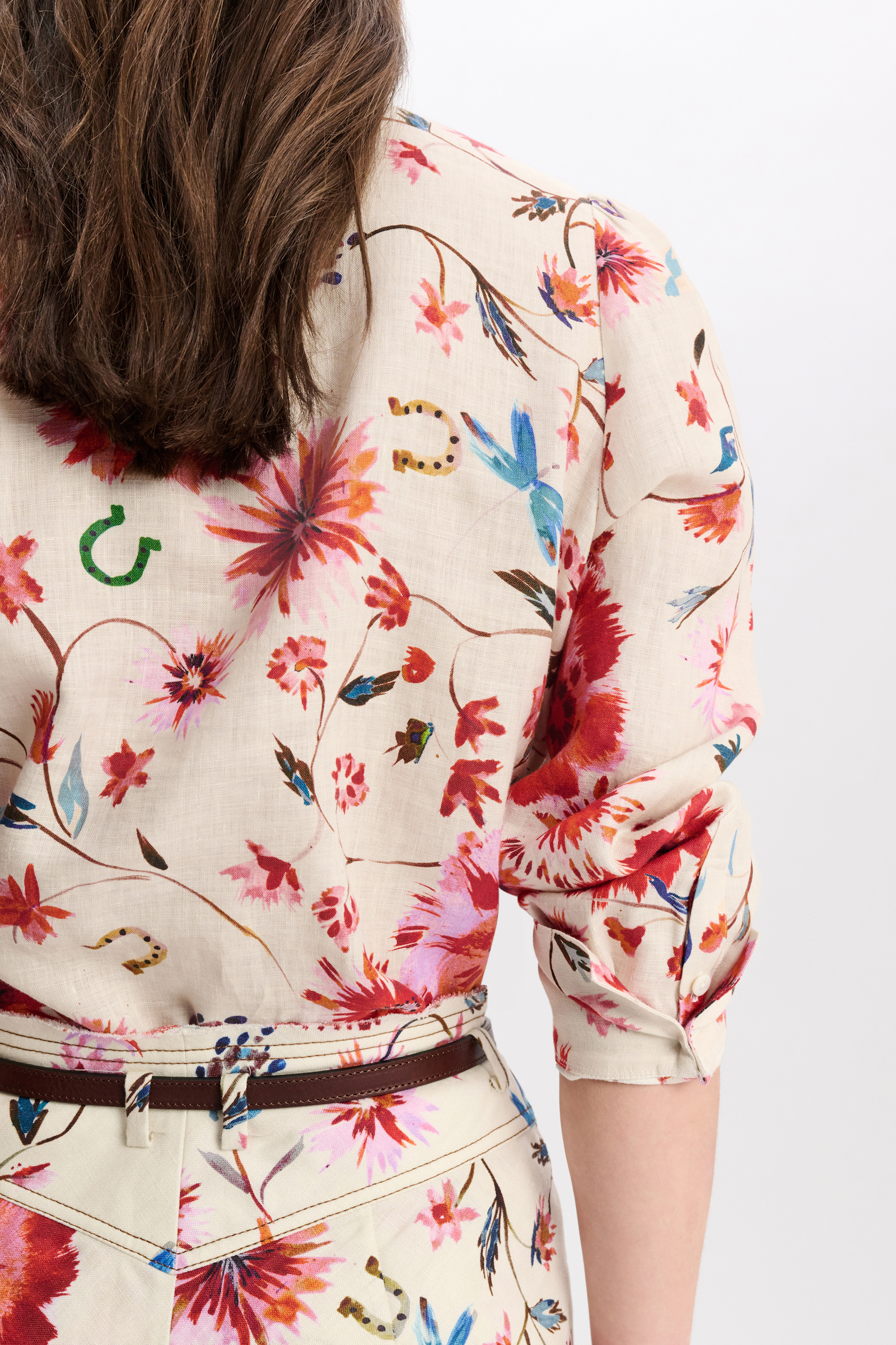 Dorothee Schumacher Bluse aus bedrucktem Leinen mit Passe im Western-Style floral mix