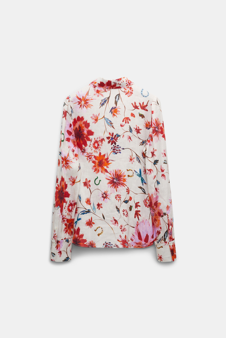 Dorothee Schumacher Printed linen blouse with tie and Western-inspired styling floral mix