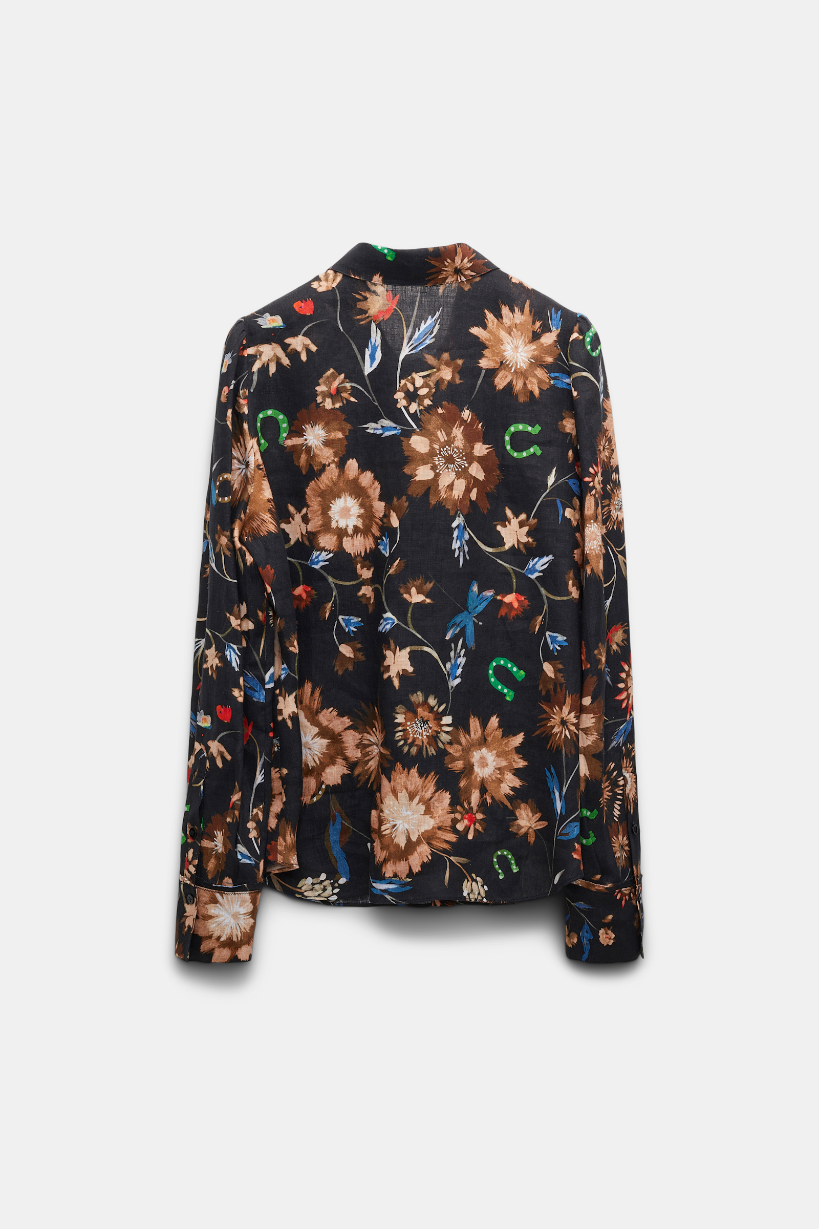 Dorothee Schumacher Printed linen blouse with tie and Western-inspired styling dark mix