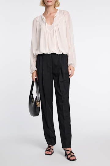 Dorothee Schumacher Silk georgette blouse with Western-inspired plastron camellia white