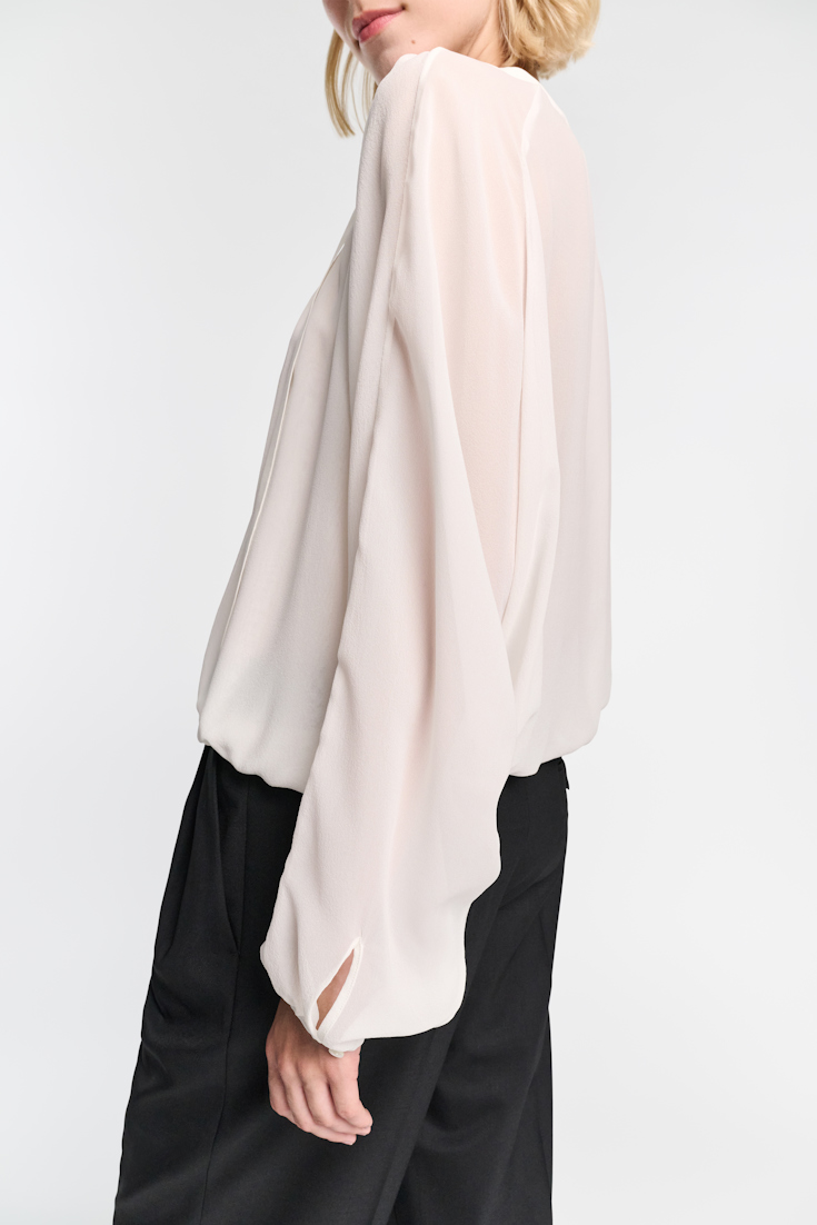 Dorothee Schumacher Silk georgette blouse with Western-inspired plastron camellia white