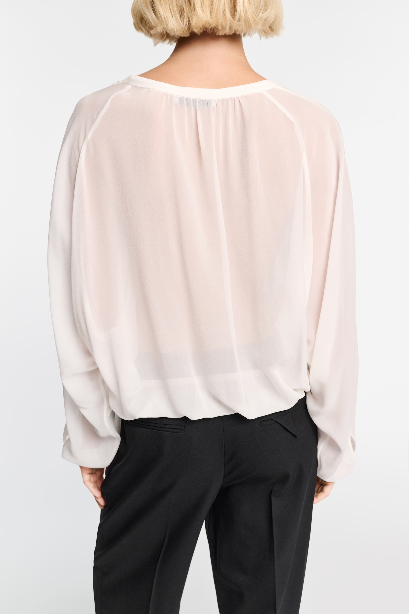 Dorothee Schumacher Silk georgette blouse with Western-inspired plastron camellia white