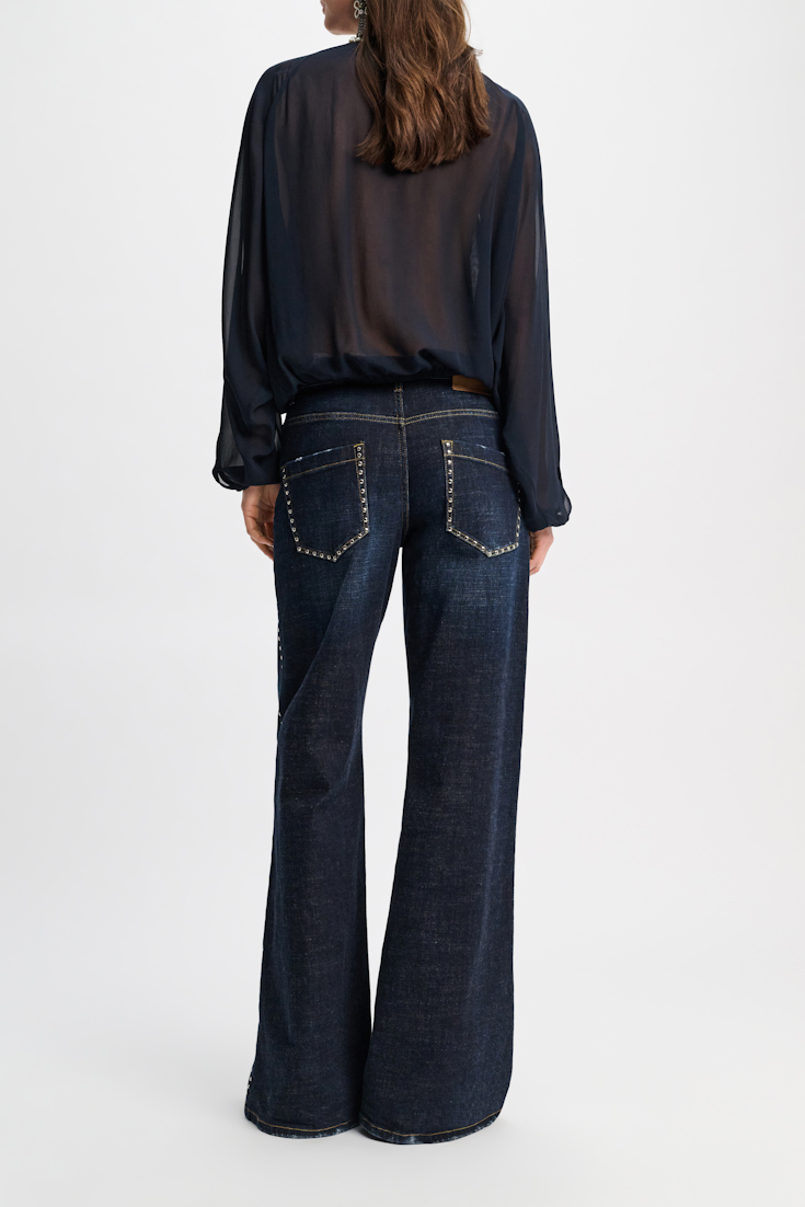 Dorothee Schumacher Silk georgette blouse with Western-inspired plastron dark navy