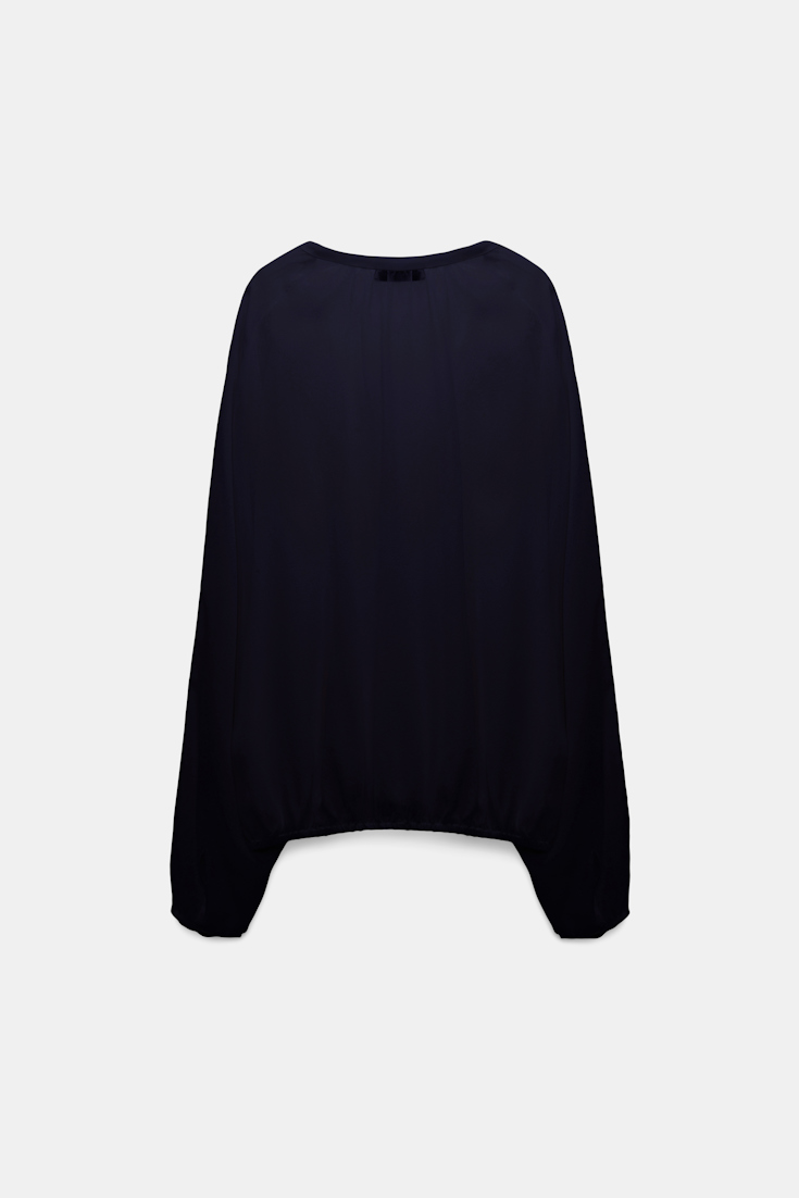 Dorothee Schumacher Silk georgette blouse with Western-inspired plastron dark navy