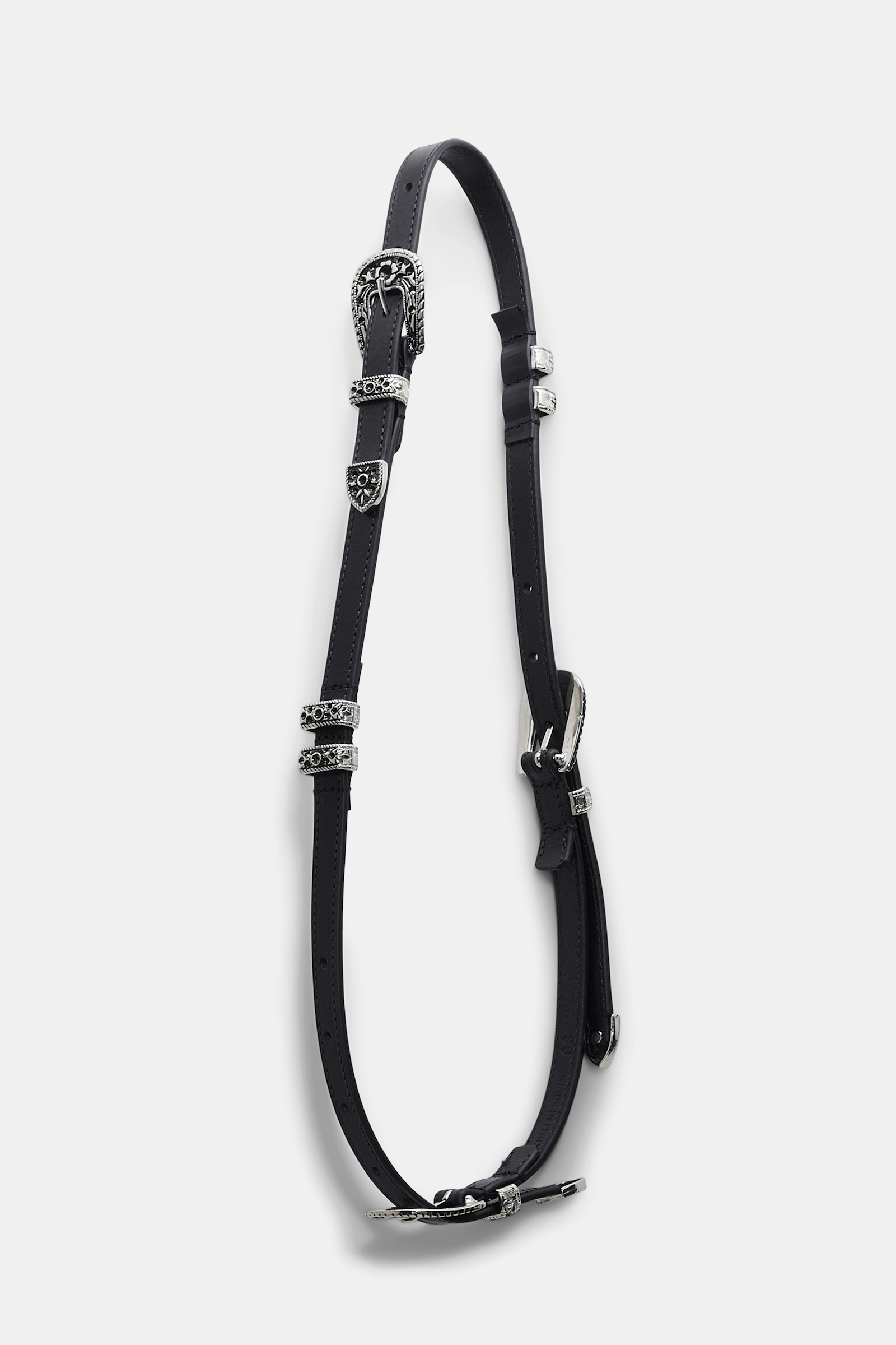 Dorothee Schumacher Calfskin belt with multiple buckles pure black