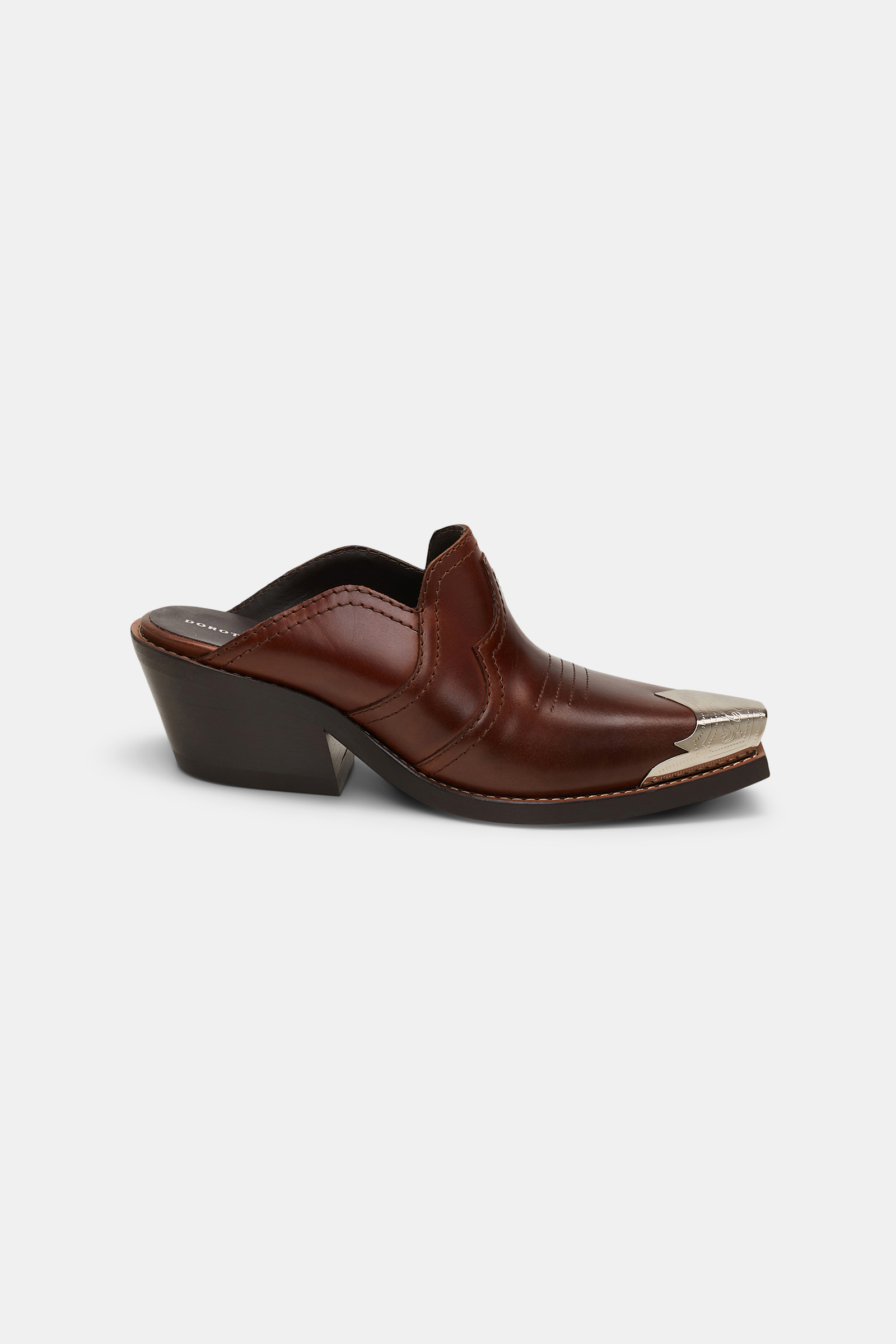 Dorothee Schumacher Mules aus Kalbsleder mit Zehenkappe im Western-Style umber