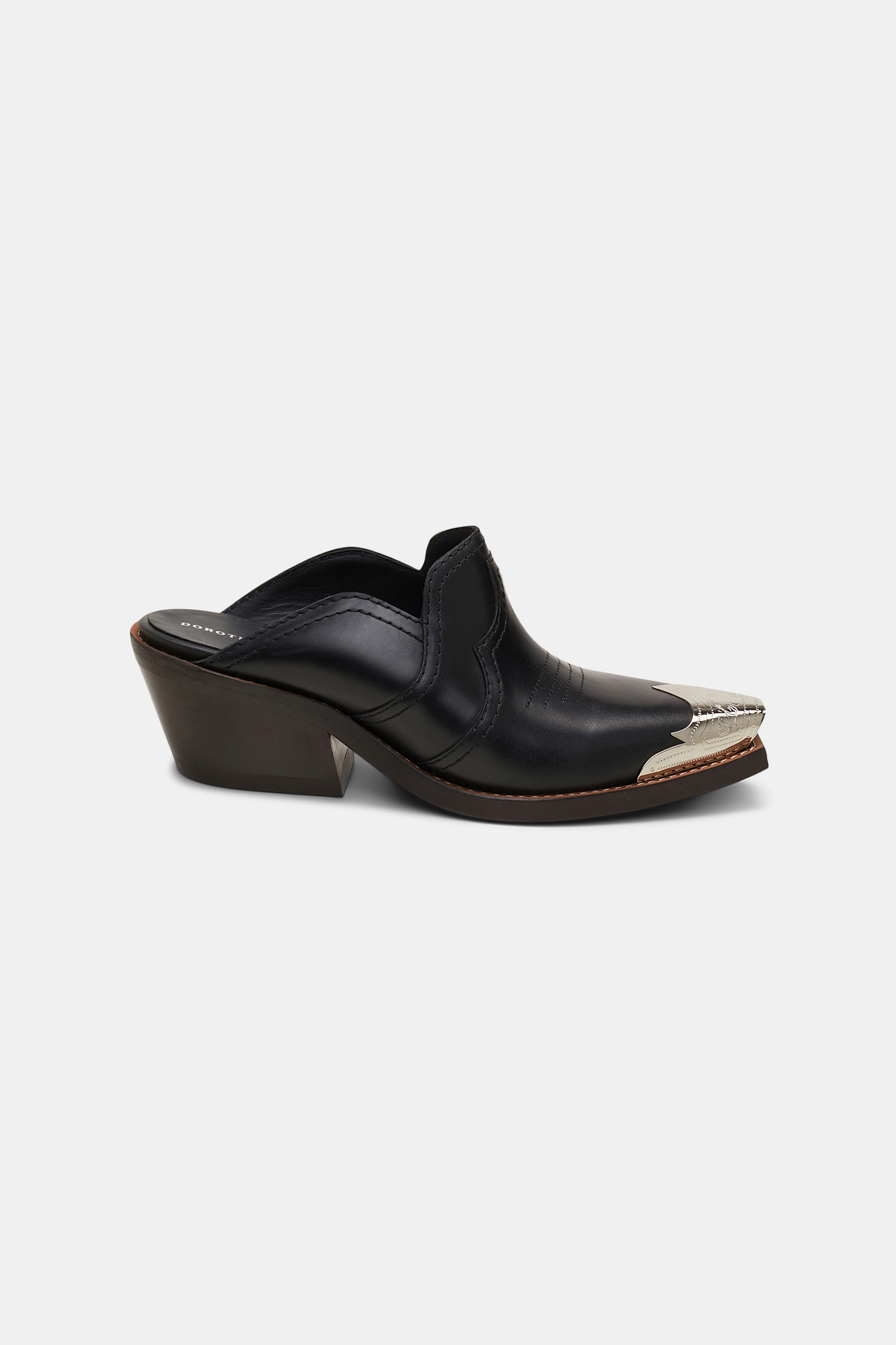 Dorothee Schumacher Calfskin mules with Western toe cap pure black