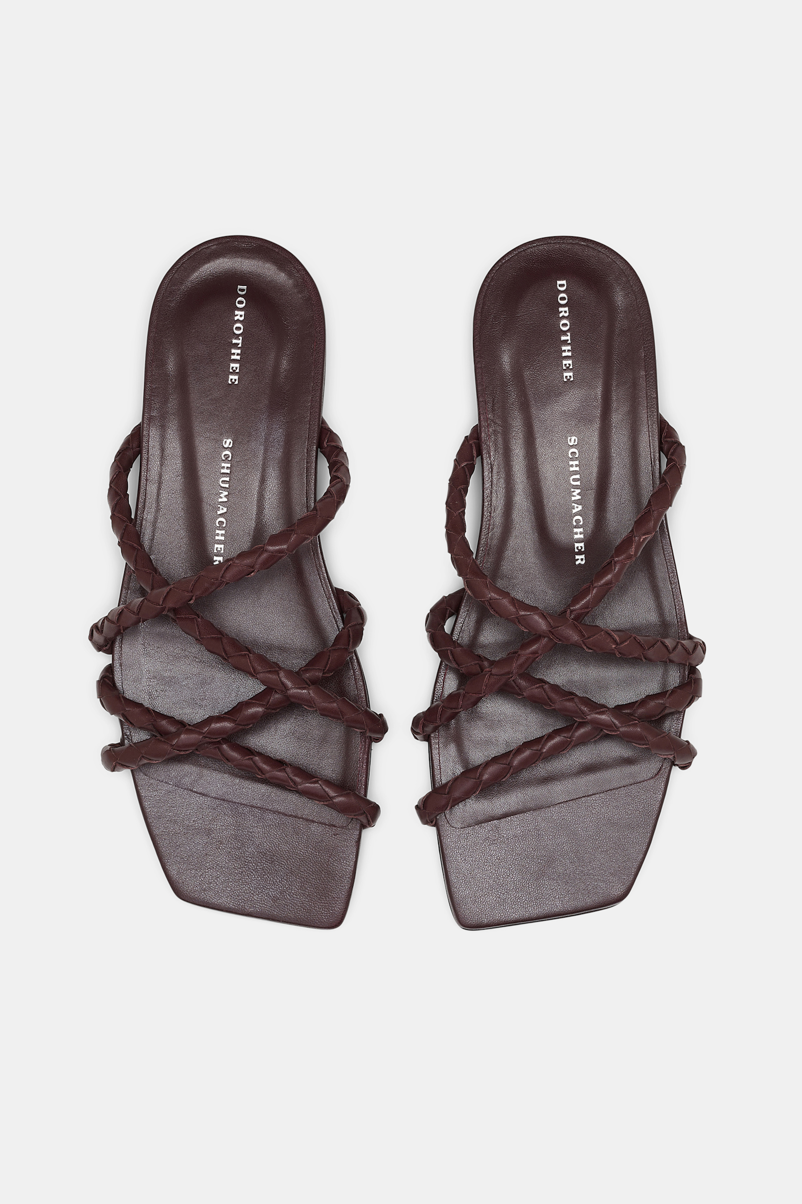 Dorothee Schumacher Woven calfskin flat sandals bordeaux