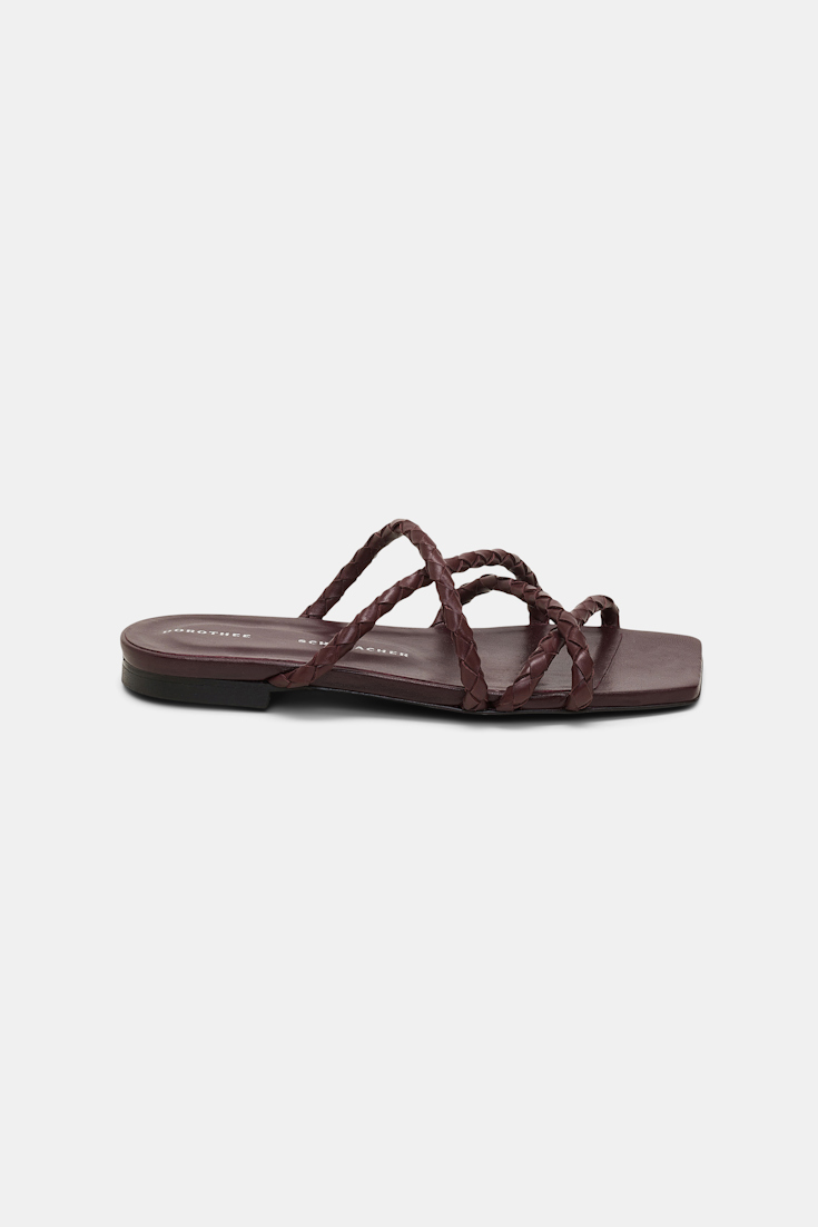 Dorothee Schumacher Woven calfskin flat sandals bordeaux