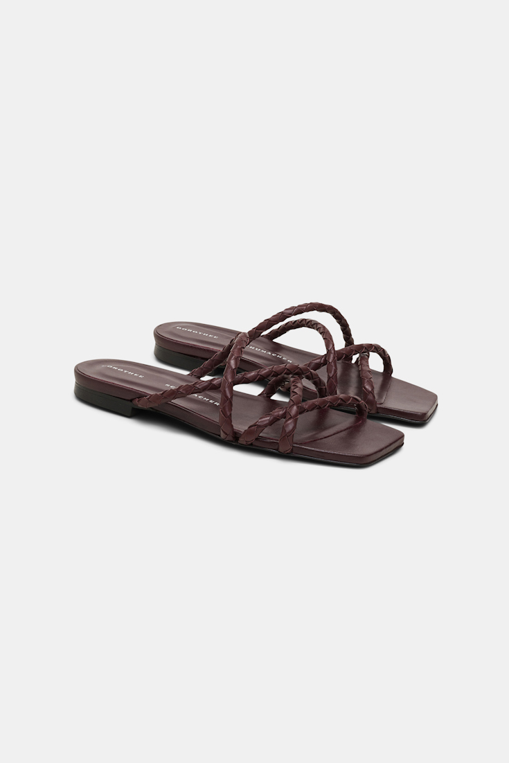 Dorothee Schumacher Woven calfskin flat sandals bordeaux