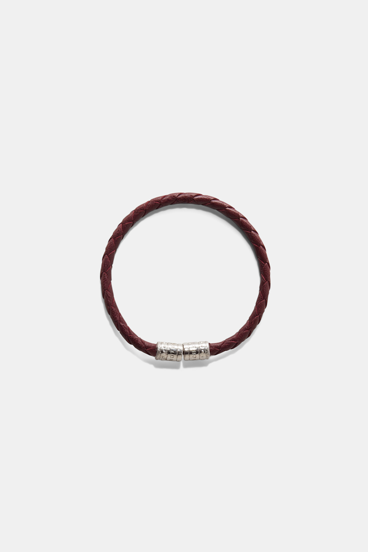 Dorothee Schumacher Set aus 3 geflochtenen Armbändern cognac + white with bordeaux mix