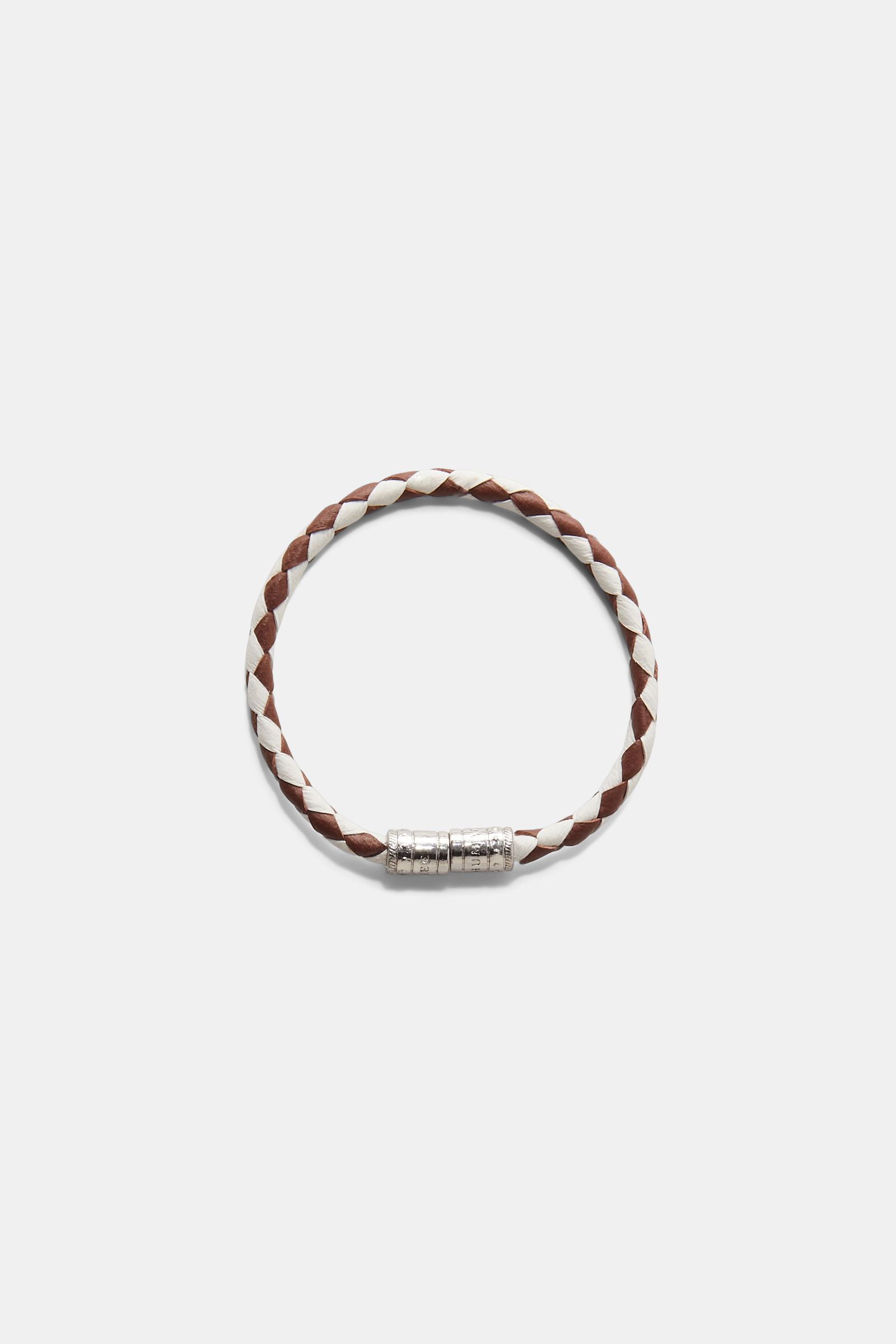 Dorothee Schumacher Set of three woven leather cord bracelets cognac + white with bordeaux mix