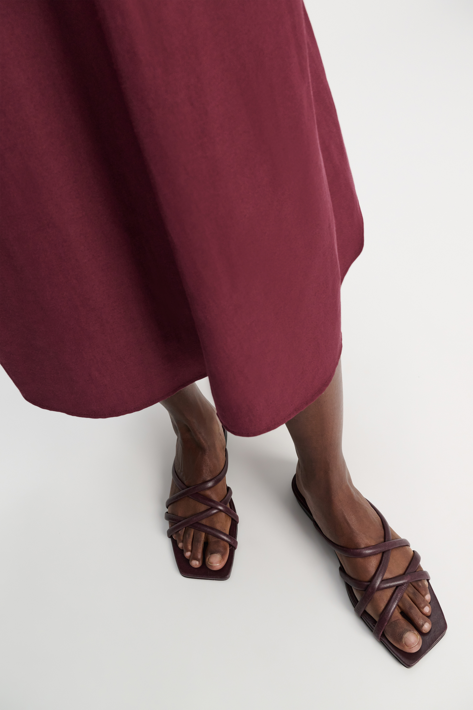 Dorothee Schumacher Square toe flat sandals with removable leather flower bordeaux
