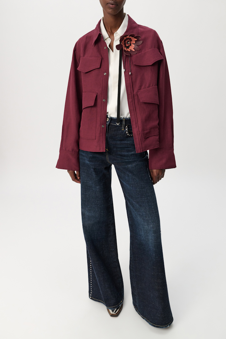 Dorothee Schumacher Brosche mit Lederblume bordeaux