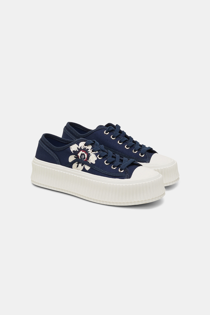 Dorothee Schumacher Platform Sneakers mit floraler Embroidery dark navy with embroidery