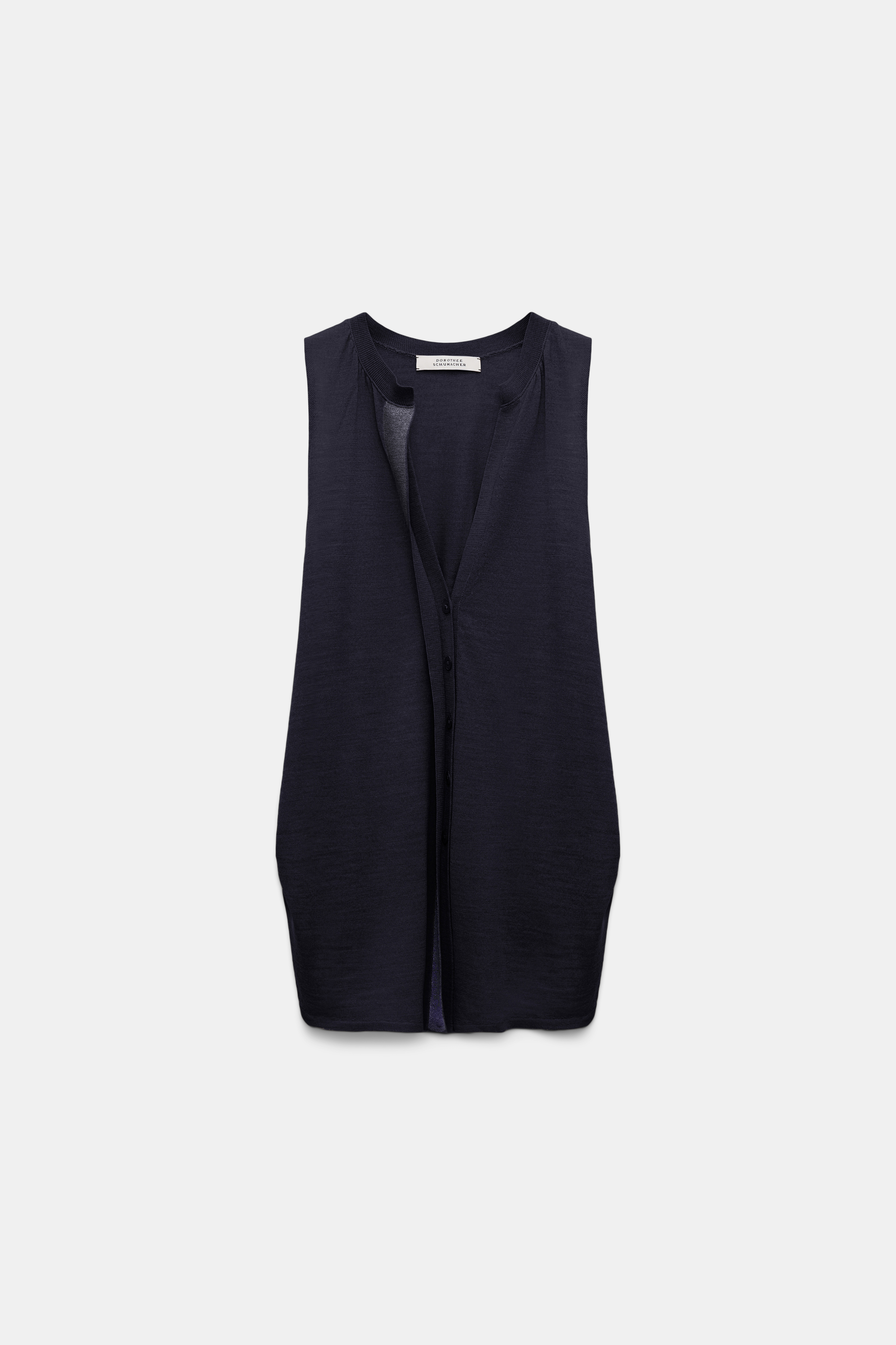 Dorothee Schumacher Gilet style top with foil print dark navy