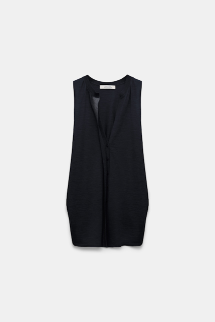 SHIMMERING MERINO top Dorothee Schumacher Gilet style top with foil print black