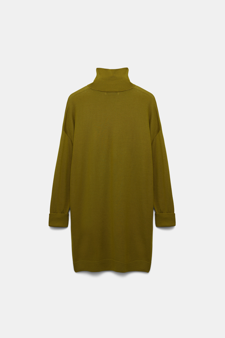 Dorothee Schumacher Langer Rollkragenpullover aus Merino olive green