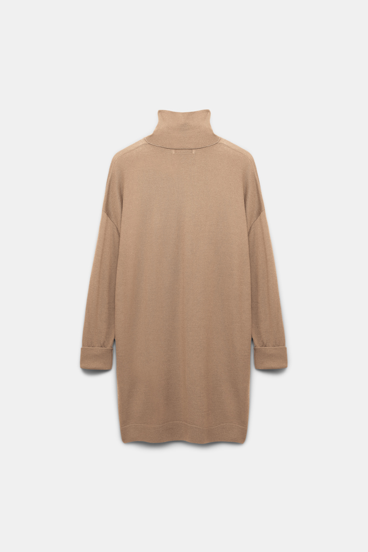 Dorothee Schumacher Extra long Merino wool turtleneck pullover camel
