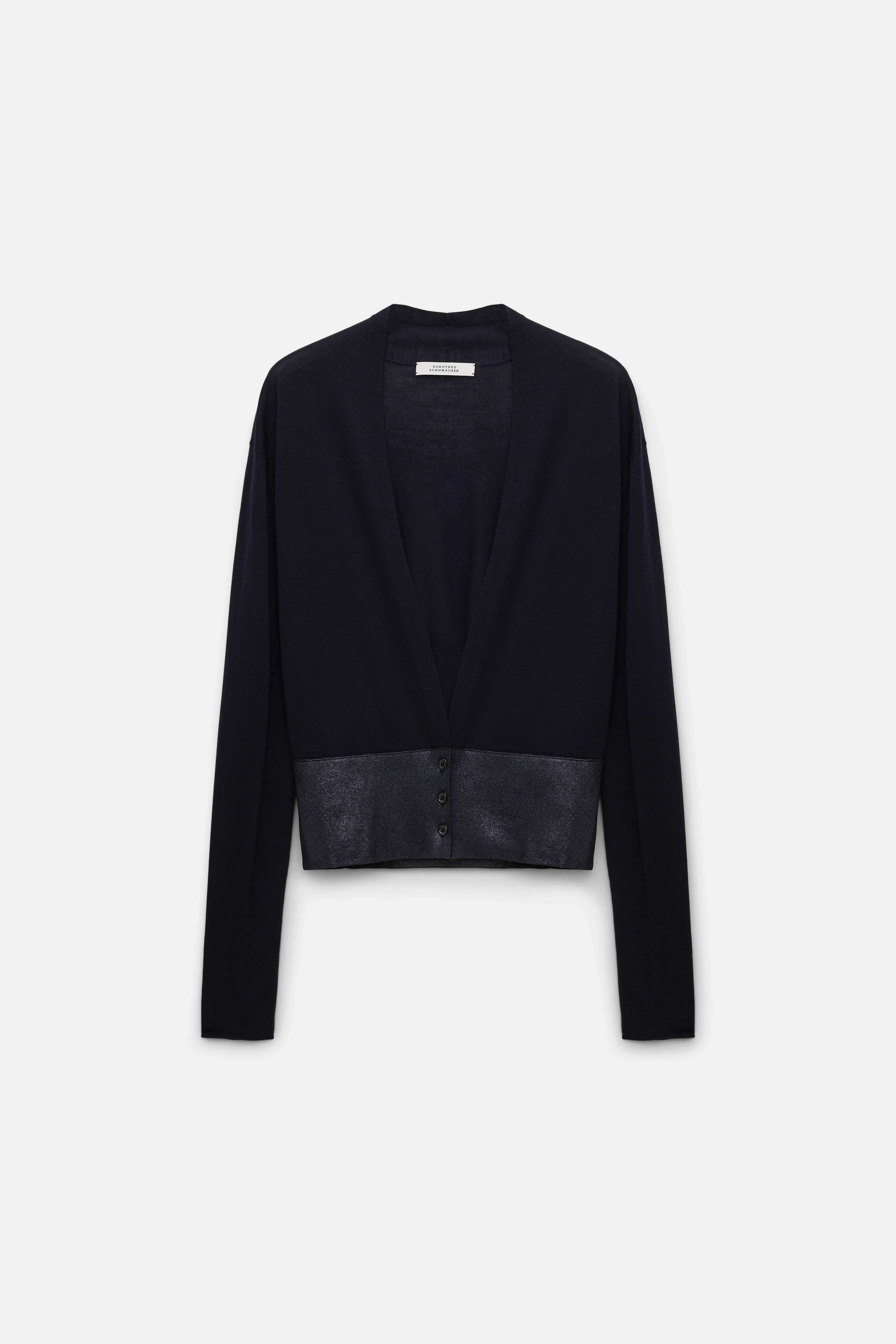 Dorothee Schumacher V-Neck Cardigan mit Folienprint dark navy