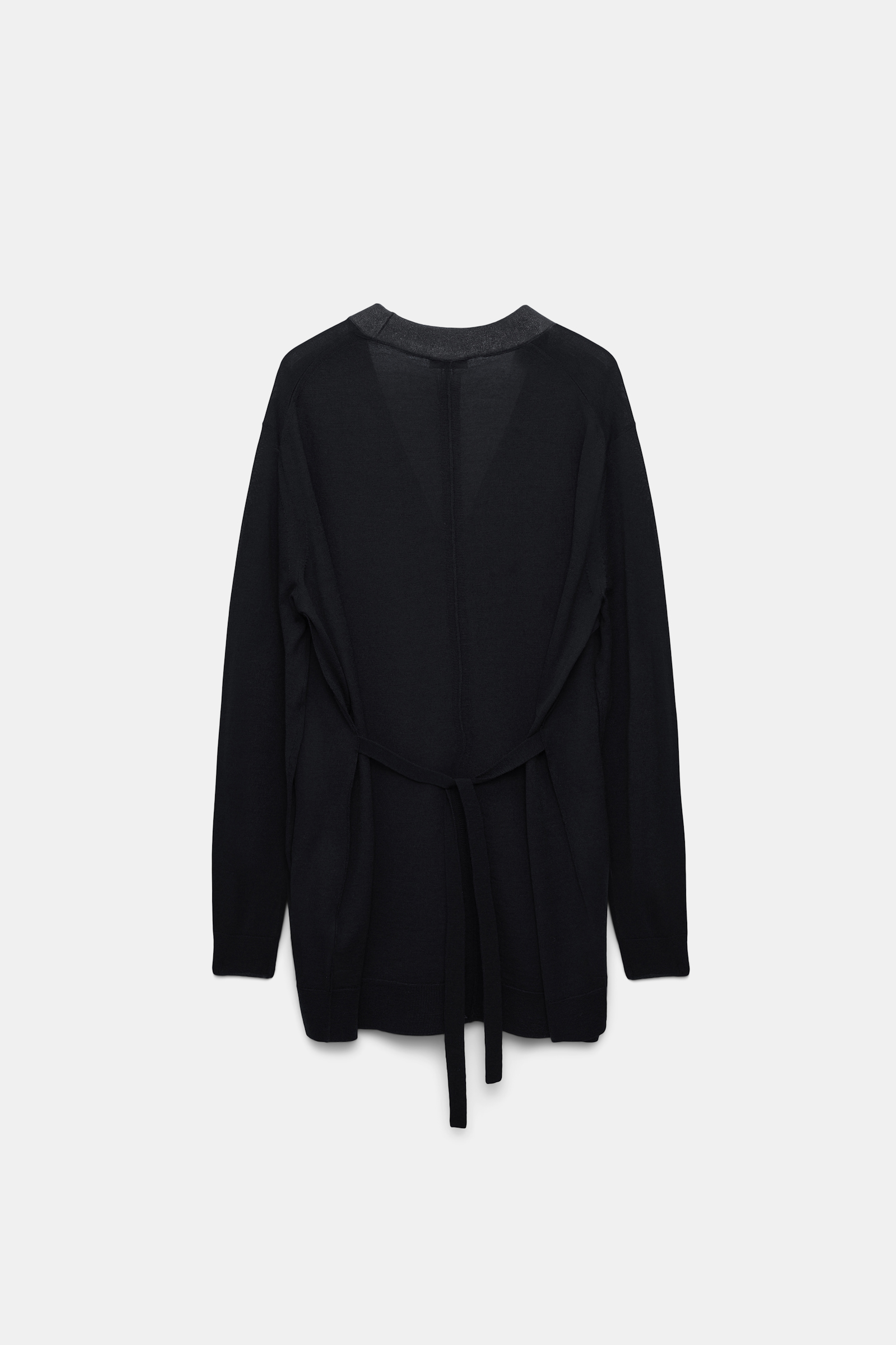 Dorothee Schumacher Long cardigan with foil print and tie black