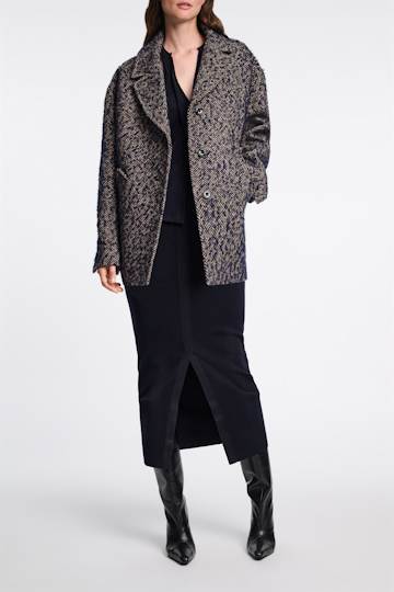 Dorothee Schumacher Rock aus Merino-Stretch mit schimmerndem Folienprint dark navy