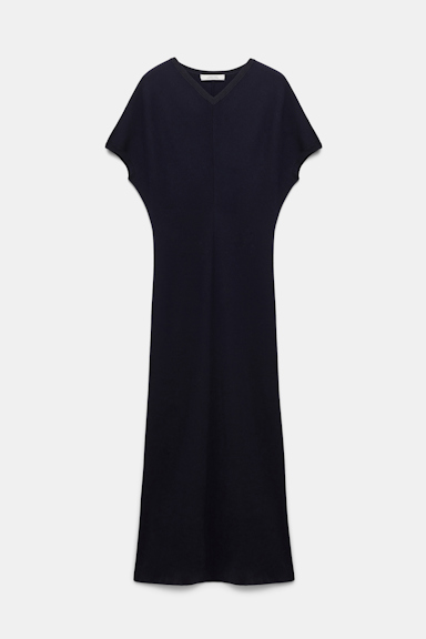 Dorothee Schumacher Kleid aus Merino-Stretch mit schimmerndem Folienprint dark navy