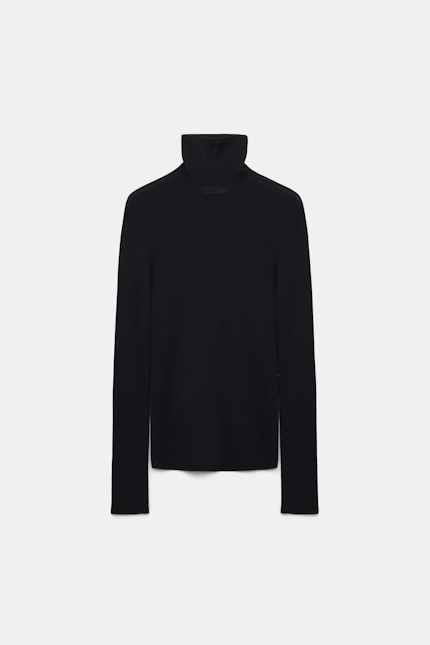 SHIMMERING MERINO pullover Dorothee Schumacher Fine rib Merino wool turtleneck pullover black
