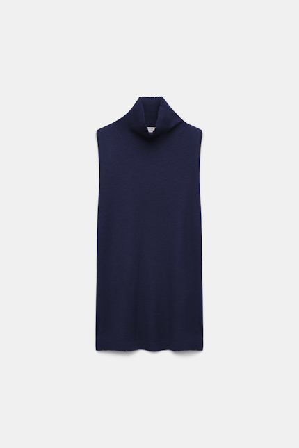 DELICATE STATEMENTS top Dorothee Schumacher Ärmelloses Rollkragentop aus Woll-Kaschmir Mix true navy