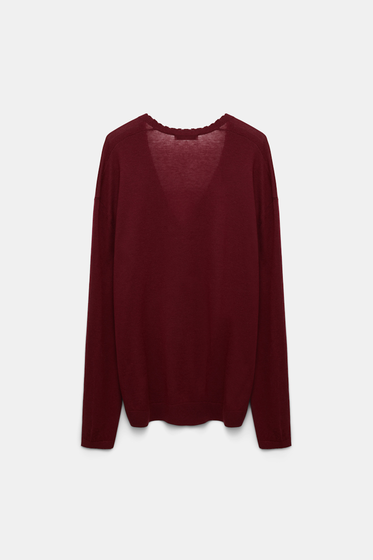 Dorothee Schumacher Wool-cashmere V-neck sweater burgundy