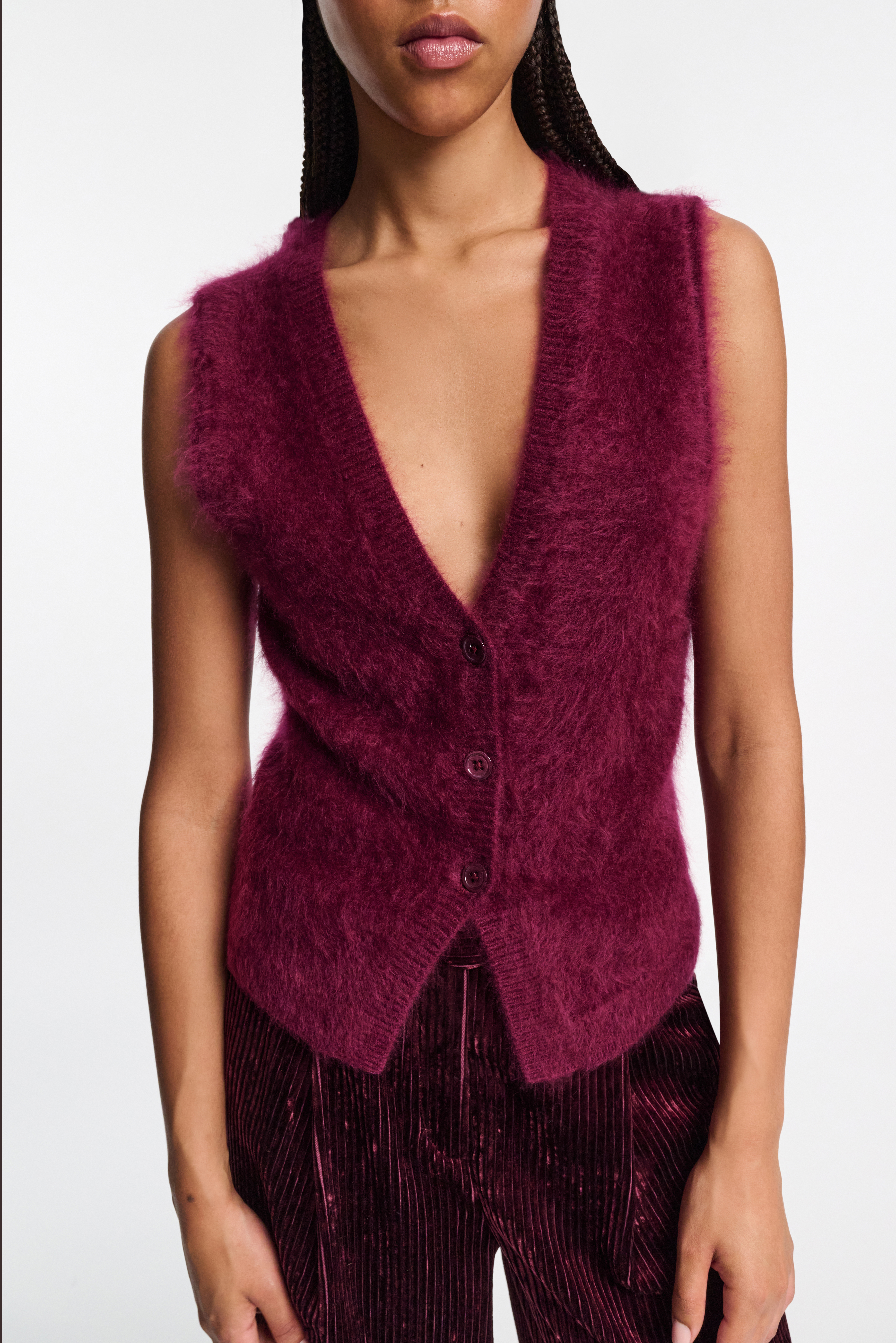 Fluffy vest top store