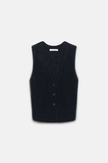 Dorothee Schumacher Fluffy knit cashmere V-neck vest black
