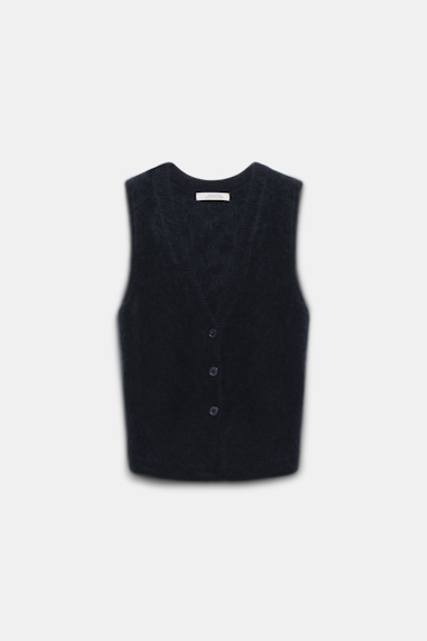 Dorothee Schumacher Fluffy knit cashmere V-neck vest black