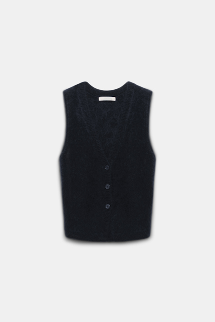 FLUFFY LUXURY top Dorothee Schumacher Besonders softes, fluffy Gilet-Top aus Kaschmir deep black