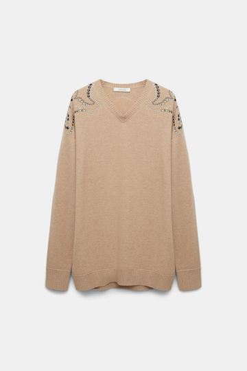 Dorothee Schumacher Merino-Kaschmir Pullover mit Embellishment camel
